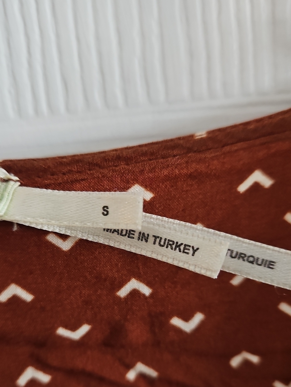 Urban Outfitters Kimchiowmen's Rust Brown Midi Wrap Dress with WhiteVshape Print - Picture 6 of 14